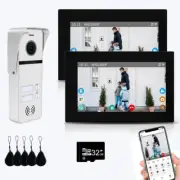 Wired Apartment Video Intercom System 2 Units 7 Inches Touch Monitor Wireless Wi