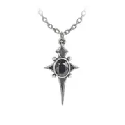 Alchemy Gothic Sterne Leben Pendant Necklace Pewter Cross Black Crystal Occult