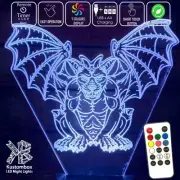 GOTHIC GARGOYLE WINGS 3D LED Battery USB Night Light 7 Colour Changing Room Lamp
