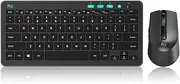 Rii Compact Wireless Keyboard Mouse Combo for Windows/Linux/iOS, PC/Laptop/Smart TV, Multimedia with Adjustable Height, Silent French AZERTY 2.4 GHz USB Receiver (RKM709 US)