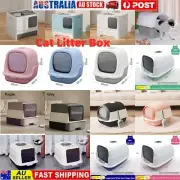 Large Enclosed Cat Litter Tray Sturdy Cat Litter Box Set Kitty Toilet Box Scoop