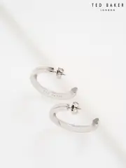 Ted Baker Silver Tone Large Hisla: Hidden Heart Hoop Earrings (H79879) | $111