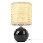 Ceramic Table Light E27 Bulb Imitation Rattan Woven Shade Bedside Lamp