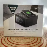 Sharper Image Digital Alarm Clock With Bluetooth & Wireless Charging Dock Black