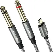 USB C to Dual 6.35mm 1/4 TS Mono Breakout Cable, 9 FT USB Type C to Dual 6.35mm 1/4 Cable Compatible with iPad, Smartphone, Tablet, Laptop, Amplifier, Mixing Console, Speaker