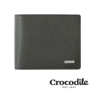 【Crocodile】鱷魚皮件 真皮短夾 Wind系列 9卡 1窗 拉鍊零錢袋 男夾 0103-5905(真皮壓紋皮夾)