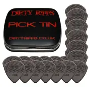 24 Dunlop Max Grip Jazz III Carbon Fibre Guitar Picks / Plectrums In A Pick Tin