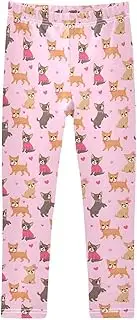[Joisal] Trendy Paws Red Girls Legging, Comfy for Jazz Leggings for Girls Dance, 4-10T