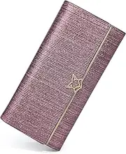 [FOXER] Leather Trifold Wallets for Women, Split Cowhide Gift Box Packing Ladies Fashion Clutch Purses with Zipper Coin Pocket Women's Credit Card Holder Womens Evening Wallet (Pink)