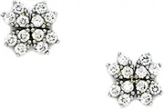 [JewelryWeb] 14k White Gold CZ Simulated Diamond Flower Shape Screw Back Earrings 7x7mm Stud Earring for Women