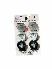 New Scunci Glam-O-Ween Skeleton Hands Claw Clip Halloween Hair Clamp 6 pcs