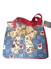 Brighton Love Sparkle Canvas Tote Bag bow Cat hearts squares -Tom Clancy artwork