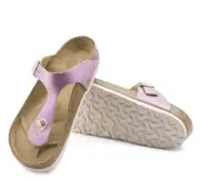 Birkenstock Gizeh Sandals Washed Metallic Pink Leather Size 38 Regular Fit NWB