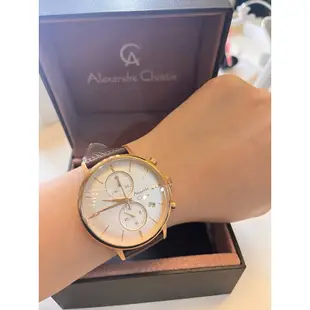 Alexandre Christie 金匡白底雙眼日期手錶