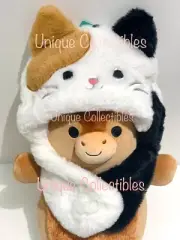 Squishmallows Dunkie the Bison Cow Hugmee 14" & Cam the Cat Beanie Bundle New