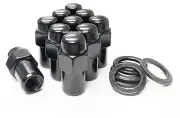 24X 12x1.25 BLACK MAG WHEEL LUG NUTS .75" SHANK WASHERS FIT NISSAN SUBARU CRAGAR
