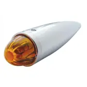 Chrome Die Cast Torpedo Cab Light w/ Watermelon Glass Lens & 1157 Bulb - Amber