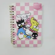 2024 Sanrio Hello Kitty & Friends Checkered Hard Cover Spiral Notebook Journal