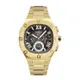 GUESS原廠平輸手錶 | 金框 黑面 方型腕錶 三眼日期顯示 金色不鏽鋼錶帶 男錶 (GW0572G2)