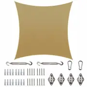 COLOURTREE 16 ft. x 16 ft. 190 GSM Sand Beige Square Sun Shade Sail with Square