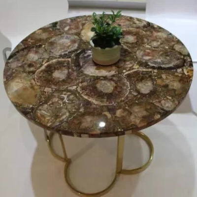 Petrified Agate Wooden Table Top, Agate Coffee Side Table Top Home Decor 18"x18"