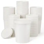 25pack 32oz Paper Soup Containers with Lids, Disposable Food Cups, White Ice ...