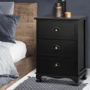 3 Drawers Artiss Bedside Tables Side Table Black