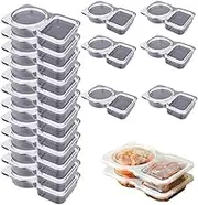 Armastuse 20 Pcs Double Compartment Condiment Container With Lids,Reusable Snack Containers With Lids, Mini Snack Containers,For To-Go Sauce, Food Sampling, Travel Snack