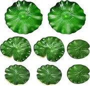 8PCS Lily Pads for Ponds, Artificial Floating Foam Lotus Leaves, Lily Pads Foliage Pond Decor for Koi Fish Pool Patio Aquarium Decor Plastic Plants