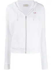 Cotton fox embroidered zipper hoodie XS,M White
