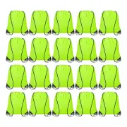 20pcs Drawstring Backpack Polyester Gym Draw String Bag Cinch Sack, Gloss Green