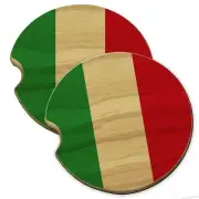 Italian Wood Car Coaster Gift Set fit Car & Truck Cup Holder