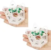 Pill Organizer Small Pill Box Small Pill Case Medicine Pill Organizer 1 Time a Day Weekly Pill Organizer Pill Container Pill Holder Daily Pill Organizer Travel Pill Organizer 7 Day White 2 Pack