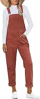 [luvamia] Corduroy Overalls for Women Adjustable Straps Fashion Bib Overall Jumpsuit with Pocket Tapered Leg Trendy 90s