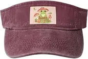 [RLDOBOFE] Sun Visor Hat Adjustable Empty Top Baseball Cap Cute frogs and mushrooms Sun Hats for Women Men Sports Hats Summer Beach Cap