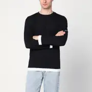 [NAMACHEKO] Black/white cotton knit shirt L Black