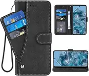 [ELISORLI] Phone Cover for Google Pixel 8 Pro 5G Wallet Case Wrist Strap Lanyard Slot Mobile Stand Leather Credit Card Holder Cell Accessories Pixel8Pro Pixel8 XL Eight 8Pro Girls Women Men Black