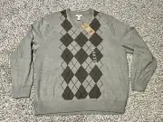 NWT Dockers Men's Easy Care Comfort Touch Crew Neck Argyle Sweater XXL MINT