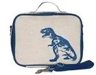 Lunch Bag - Raw Linen, Eco-Friendly, Retro-Inspired and Easy to Clean (Blue D...