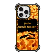 iPhone 16 Pro Bounce Case MagSafe Compatible YOU'RE SPOOK-TACULAR Creepy Romantic Bats Halloween Orange Black Typography Romance All Hallow's Eve Festive Trick or Treat Fine Art Painting