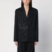 [ROTATE Birger Christensen] Black oversize blazer with sequins 38 DK Black