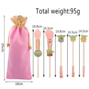 5Pcs baby Yoda Makeup Brushes Kit Kawaii Foundation Blending Blush Pouch