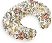 HawSkgFub Boho Retro Peony Floral Nursing Pillow Cover for Baby Girls Gift, Vintage Beige Bohemia Daisy Flower Breastfeeding Pillow Slipcover, Nursing Pillowcase for Newborn Infant, Cover Only