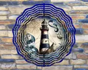 10" Lighthouse Ship Ocean Hanging Wind Spinner Yard Decor 3D Kinetic rws-030