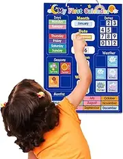 Kids Calendar Learning First Daily Magnetic | Visual Learning Time Calendar with Weekly Schedule, Removable Date Magnets, and Activity Labels, Perfect for Teaching Days and Seasons in Kindergarten