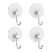 4Pcs Self Adhesive Towel Hooks, Metal Round Bend Sticky Hooks for Home, Silver