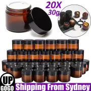 20Pcs 30g Amber Glass Cosmetic Jars Black Lid Creams Cosmetics Containers Spices