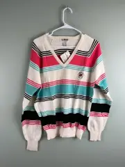 VTG Sweater Women Cashmerlon V-Neck Pullover MED Cape Cod Cranberry NEW 70s