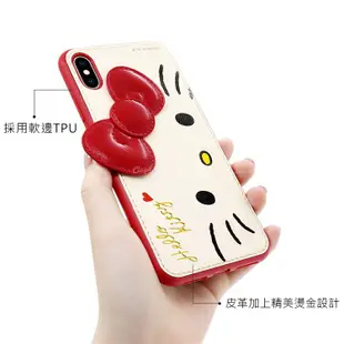 Kitty凱蒂貓燙金皮革手機殼 適用iPhone7 iPhone8 Plus 保護殼 保護套 防摔殼