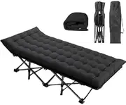 Procands Camping Cot, Folding Cot Camping Cots for Adults Portable Folding Outdoor Bed with Mat and Carry Bag, Heavy Duty Sleeping Cots for Outdoor Travel Camp Beach Vacation (Black)